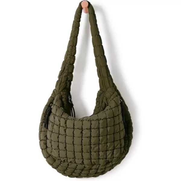 ODODOS Quilted Carryall Tote Bag for Women Crossbody Large Hobo Lightweight Padding Shoulder BagAvocado