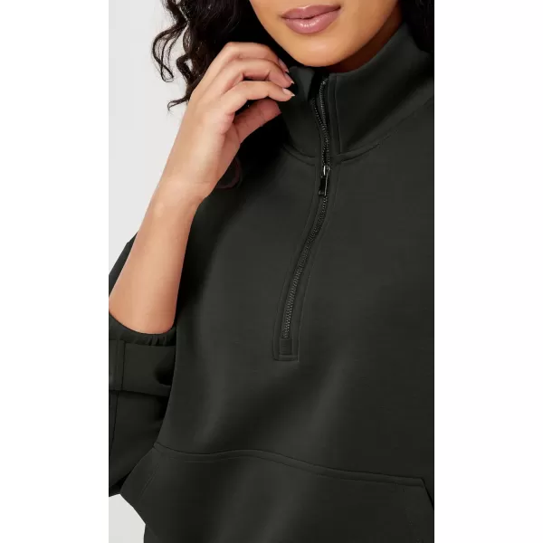 imageODODOS Womens Modal Soft Cinchable Sweatshirts Half Zipper Funnel Neck Oversize Pullover with PocketsBlack