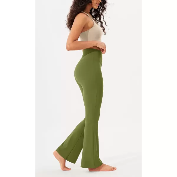 imageODODOS Womens Bootcut Yoga Pants Tummy Control Non See Through Bootleg Gym Workout PantsArmy