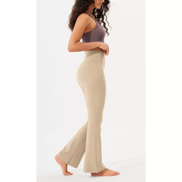 imageODODOS Womens Bootcut Yoga Pants Tummy Control Non See Through Bootleg Gym Workout PantsBeige