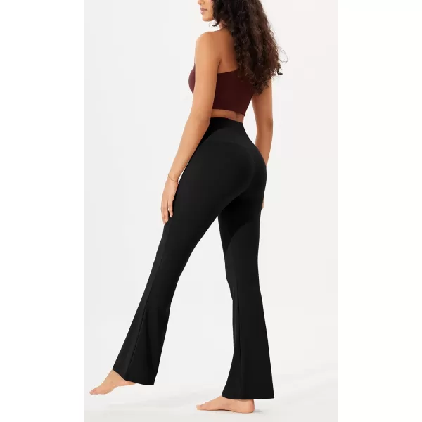 imageODODOS Womens Bootcut Yoga Pants Tummy Control Non See Through Bootleg Gym Workout PantsBlack