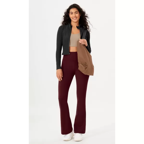 imageODODOS Womens Bootcut Yoga Pants Tummy Control Non See Through Bootleg Gym Workout PantsBurgundy