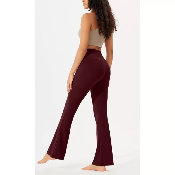 imageODODOS Womens Bootcut Yoga Pants Tummy Control Non See Through Bootleg Gym Workout PantsBurgundy
