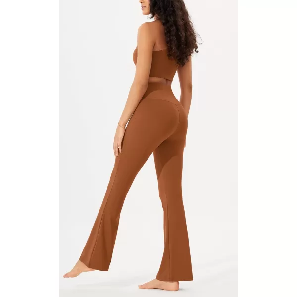 imageODODOS Womens Bootcut Yoga Pants Tummy Control Non See Through Bootleg Gym Workout PantsCaramel