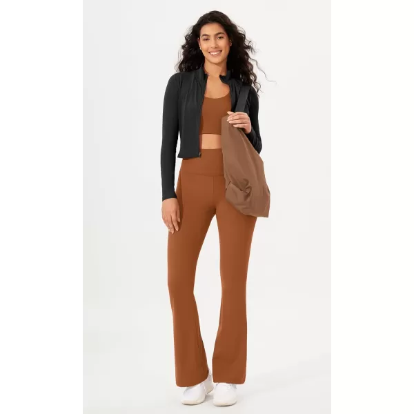 imageODODOS Womens Bootcut Yoga Pants Tummy Control Non See Through Bootleg Gym Workout PantsCaramel