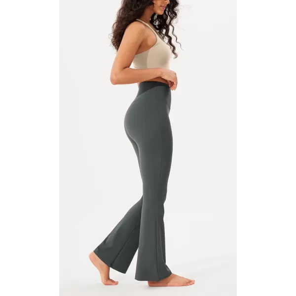 imageODODOS Womens Bootcut Yoga Pants Tummy Control Non See Through Bootleg Gym Workout PantsCharcoal