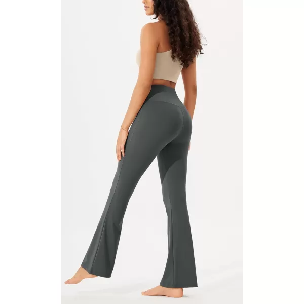 imageODODOS Womens Bootcut Yoga Pants Tummy Control Non See Through Bootleg Gym Workout PantsCharcoal