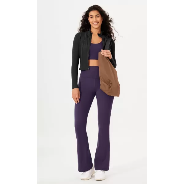 imageODODOS Womens Bootcut Yoga Pants Tummy Control Non See Through Bootleg Gym Workout PantsDark Purple