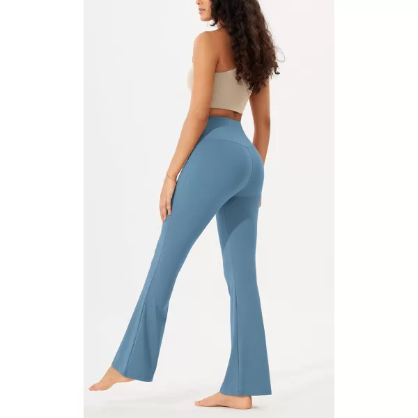 imageODODOS Womens Bootcut Yoga Pants Tummy Control Non See Through Bootleg Gym Workout PantsDream Blue