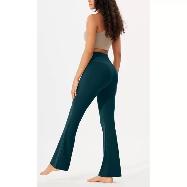 imageODODOS Womens Bootcut Yoga Pants Tummy Control Non See Through Bootleg Gym Workout PantsForest Teal