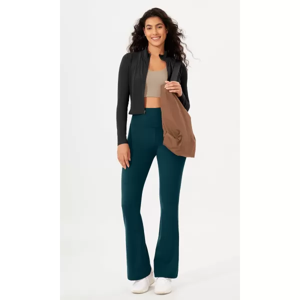 imageODODOS Womens Bootcut Yoga Pants Tummy Control Non See Through Bootleg Gym Workout PantsForest Teal