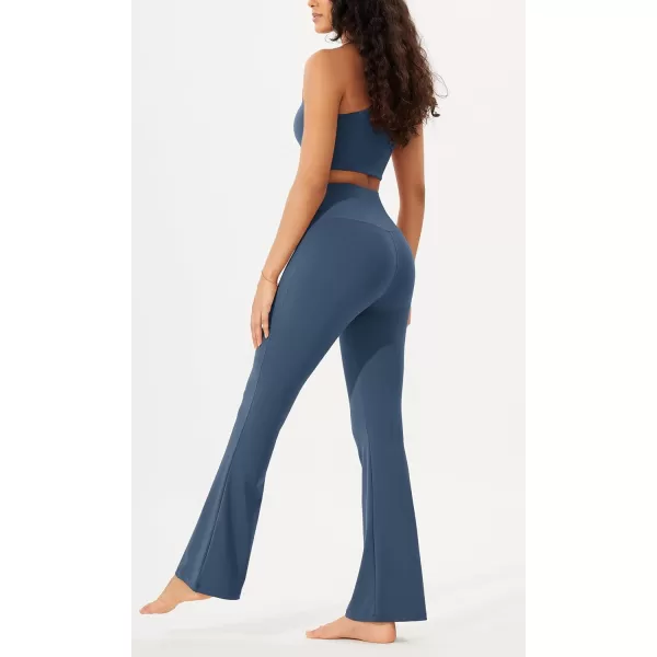imageODODOS Womens Bootcut Yoga Pants Tummy Control Non See Through Bootleg Gym Workout PantsInk Blue