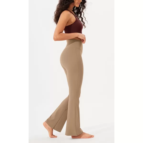 imageODODOS Womens Bootcut Yoga Pants Tummy Control Non See Through Bootleg Gym Workout PantsLight Brown