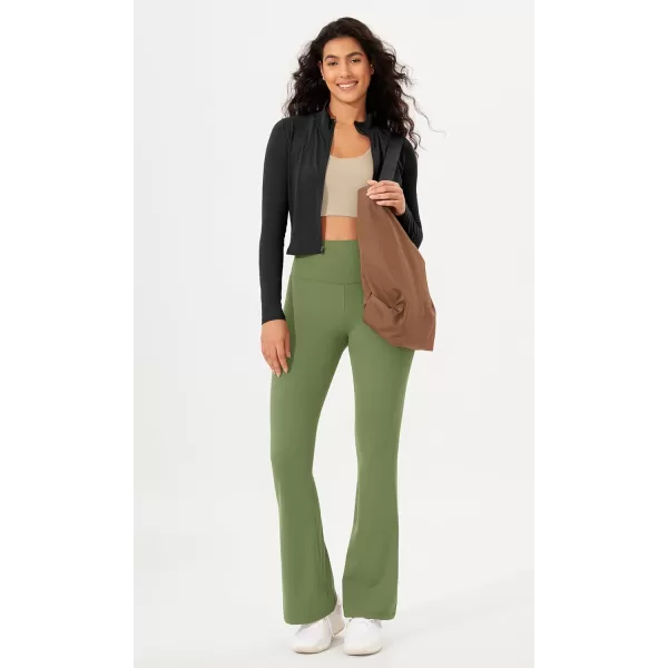 imageODODOS Womens Bootcut Yoga Pants Tummy Control Non See Through Bootleg Gym Workout PantsLight Olive