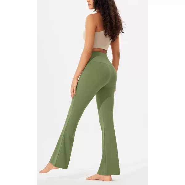 imageODODOS Womens Bootcut Yoga Pants Tummy Control Non See Through Bootleg Gym Workout PantsLight Olive