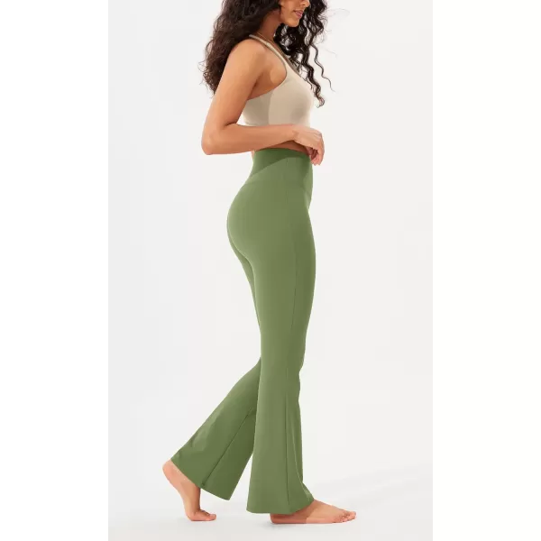 imageODODOS Womens Bootcut Yoga Pants Tummy Control Non See Through Bootleg Gym Workout PantsLight Olive
