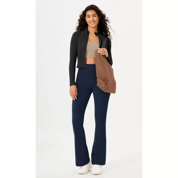 imageODODOS Womens Bootcut Yoga Pants Tummy Control Non See Through Bootleg Gym Workout PantsNavy