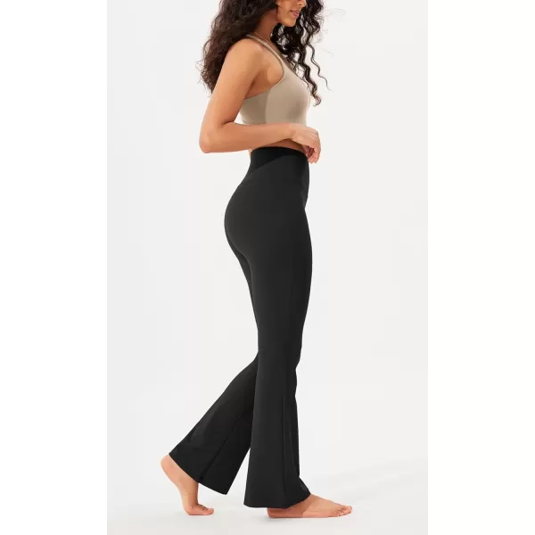 imageODODOS Womens Bootcut Yoga Pants Tummy Control Non See Through Bootleg Gym Workout PantsOnyx Black Grey