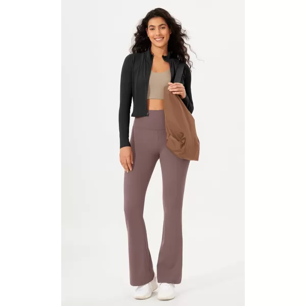 imageODODOS Womens Bootcut Yoga Pants Tummy Control Non See Through Bootleg Gym Workout PantsPurple Taupe