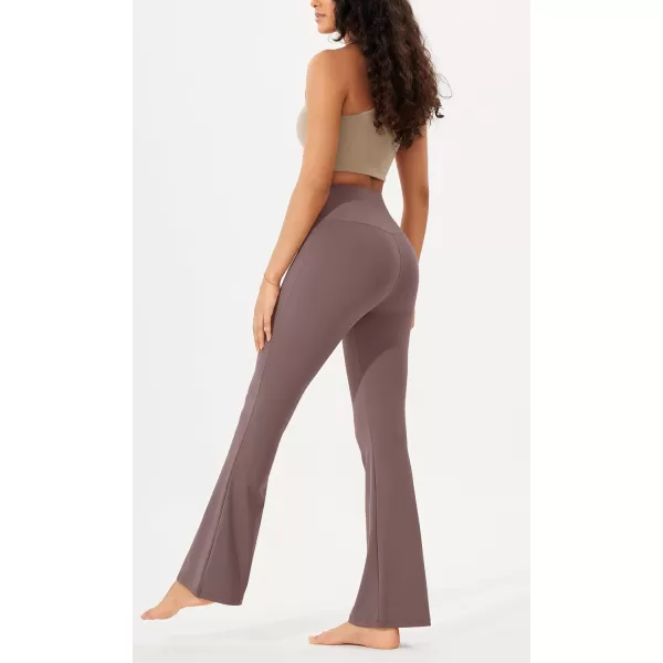 imageODODOS Womens Bootcut Yoga Pants Tummy Control Non See Through Bootleg Gym Workout PantsPurple Taupe