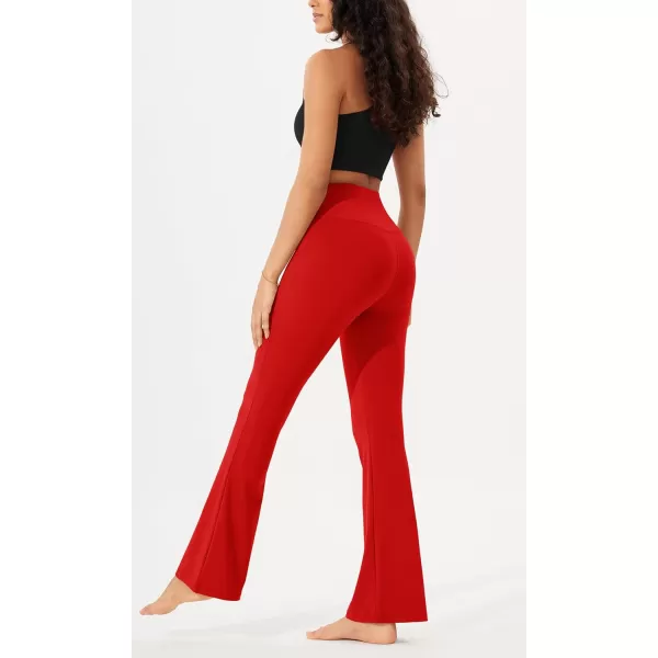 imageODODOS Womens Bootcut Yoga Pants Tummy Control Non See Through Bootleg Gym Workout PantsRed