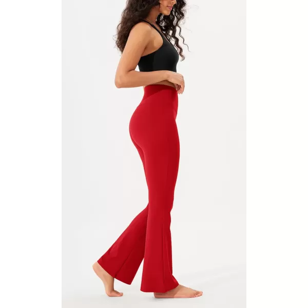 imageODODOS Womens Bootcut Yoga Pants Tummy Control Non See Through Bootleg Gym Workout PantsRed