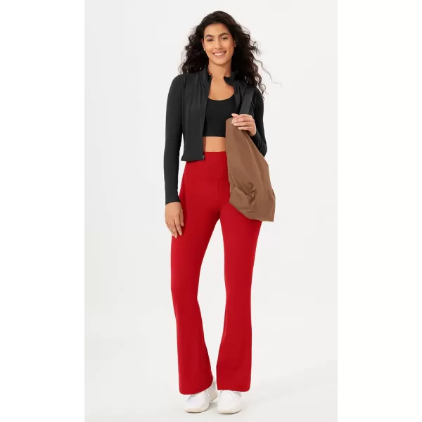 imageODODOS Womens Bootcut Yoga Pants Tummy Control Non See Through Bootleg Gym Workout PantsRed