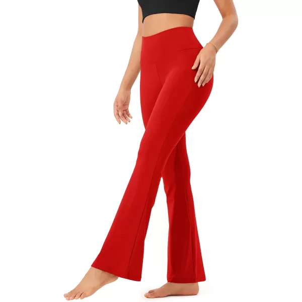 imageODODOS Womens Bootcut Yoga Pants Tummy Control Non See Through Bootleg Gym Workout PantsRed