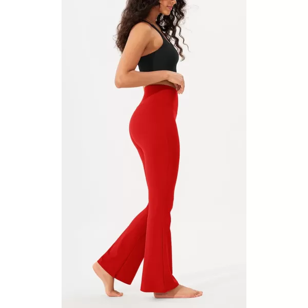 imageODODOS Womens Bootcut Yoga Pants Tummy Control Non See Through Bootleg Gym Workout PantsRed