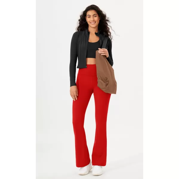 imageODODOS Womens Bootcut Yoga Pants Tummy Control Non See Through Bootleg Gym Workout PantsRed