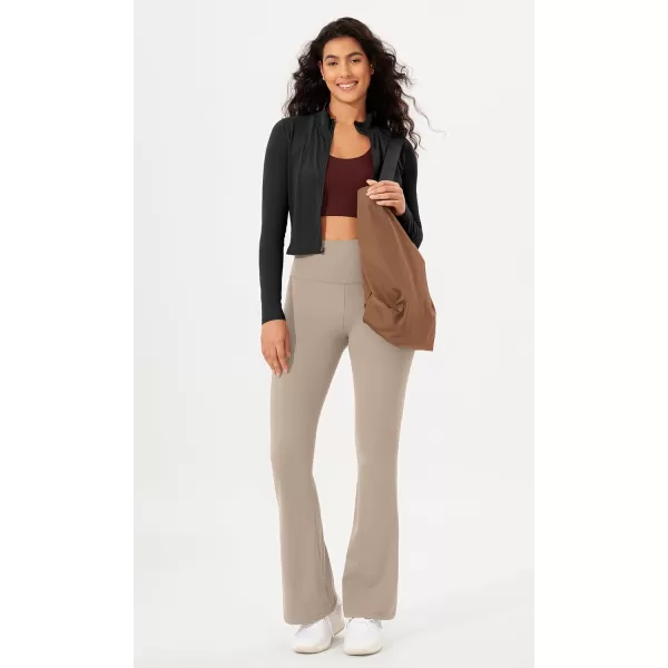 imageODODOS Womens Bootcut Yoga Pants Tummy Control Non See Through Bootleg Gym Workout PantsShaker Beige