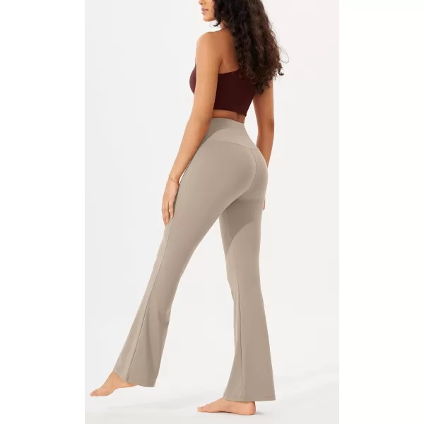 imageODODOS Womens Bootcut Yoga Pants Tummy Control Non See Through Bootleg Gym Workout PantsShaker Beige