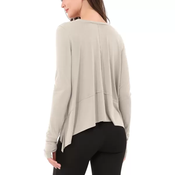 imageODODOS Long Sleeve Tee for Women with Thumb Hole Athletic Gym Workout Crop Tops Yoga ShirtsAbalonewashed