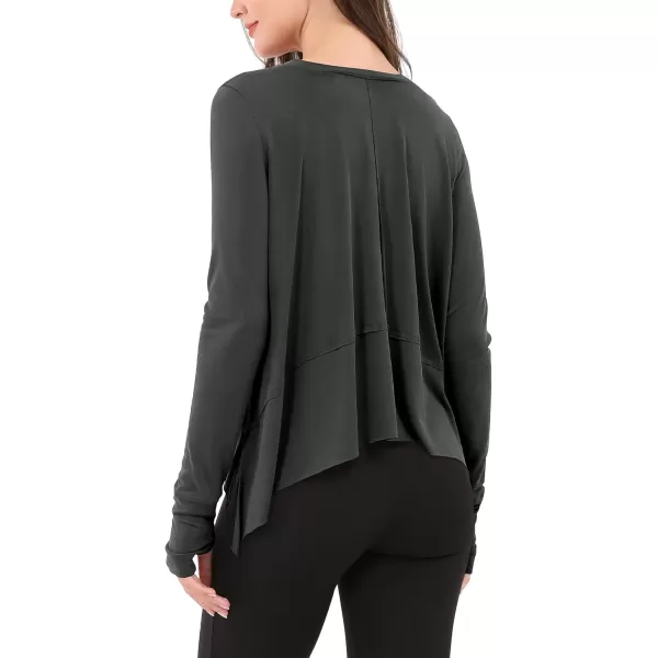 imageODODOS Long Sleeve Tee for Women with Thumb Hole Athletic Gym Workout Crop Tops Yoga ShirtsBlackwashed