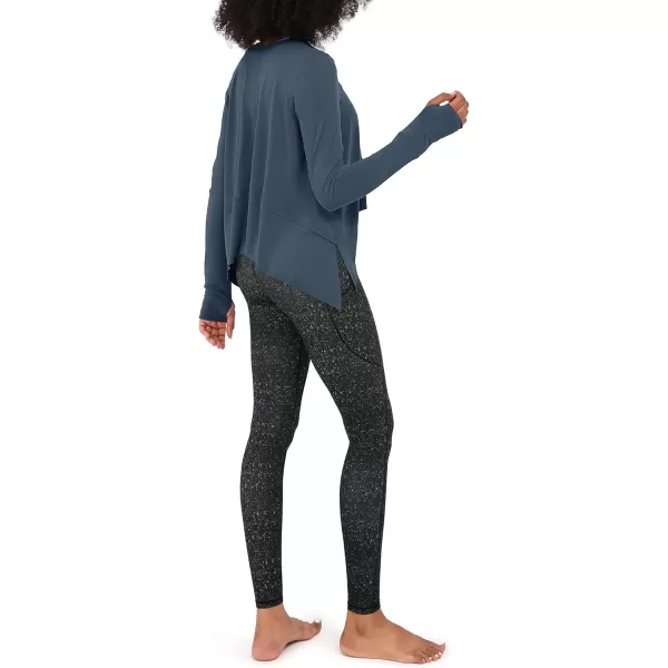imageODODOS Long Sleeve Tee for Women with Thumb Hole Athletic Gym Workout Crop Tops Yoga ShirtsDark Bluewashed