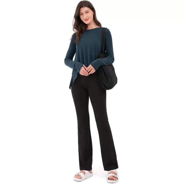 imageODODOS Long Sleeve Tee for Women with Thumb Hole Athletic Gym Workout Crop Tops Yoga ShirtsDeep Tealwashed