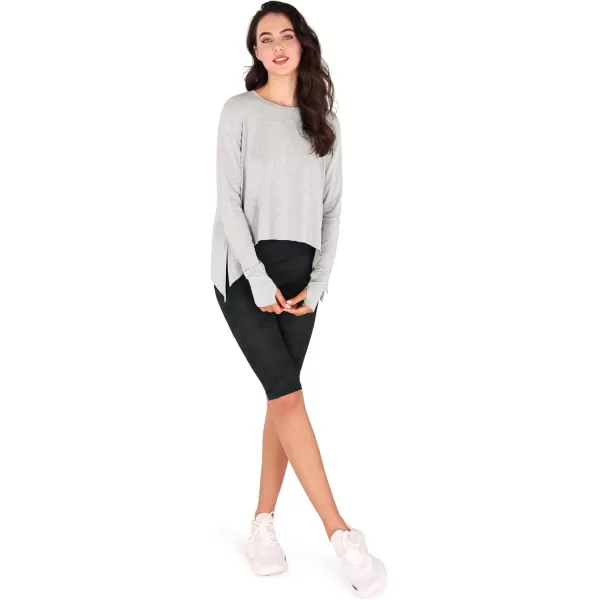 imageODODOS Long Sleeve Tee for Women with Thumb Hole Athletic Gym Workout Crop Tops Yoga ShirtsHeather Greywashed