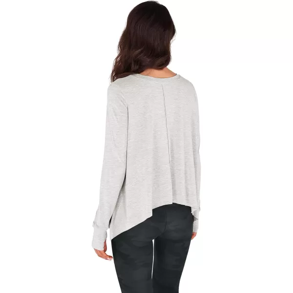 imageODODOS Long Sleeve Tee for Women with Thumb Hole Athletic Gym Workout Crop Tops Yoga ShirtsHeather Greywashed