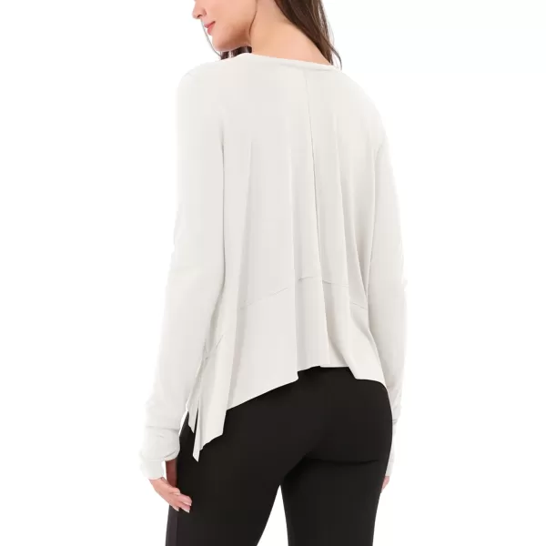 imageODODOS Long Sleeve Tee for Women with Thumb Hole Athletic Gym Workout Crop Tops Yoga ShirtsIvorywashed