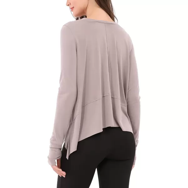 imageODODOS Long Sleeve Tee for Women with Thumb Hole Athletic Gym Workout Crop Tops Yoga ShirtsLavenderwashed