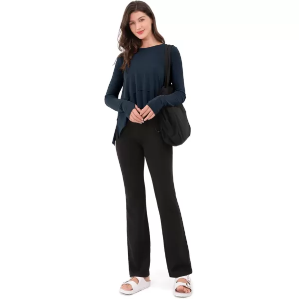 imageODODOS Long Sleeve Tee for Women with Thumb Hole Athletic Gym Workout Crop Tops Yoga ShirtsMidnight