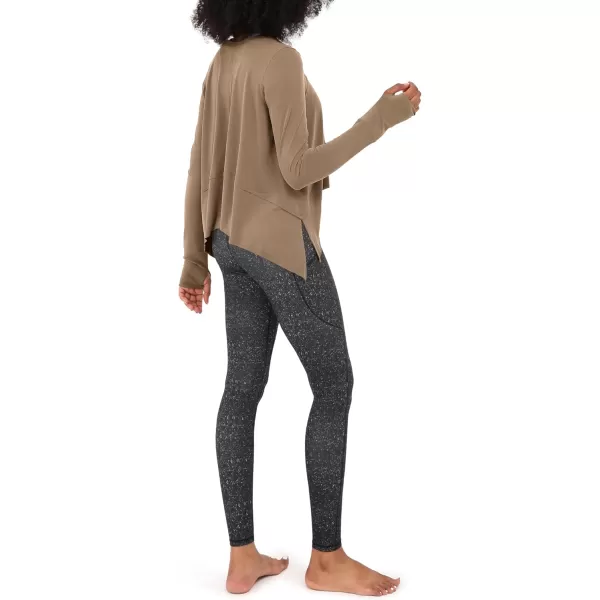 imageODODOS Long Sleeve Tee for Women with Thumb Hole Athletic Gym Workout Crop Tops Yoga ShirtsPeanut