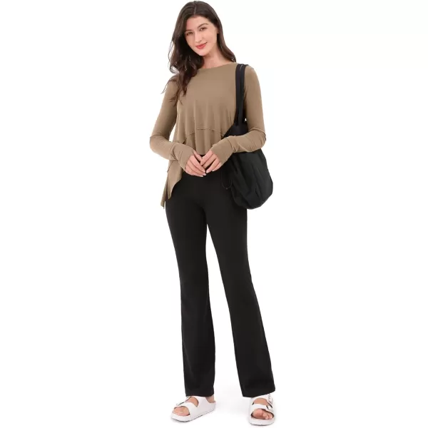 imageODODOS Long Sleeve Tee for Women with Thumb Hole Athletic Gym Workout Crop Tops Yoga ShirtsPeanut
