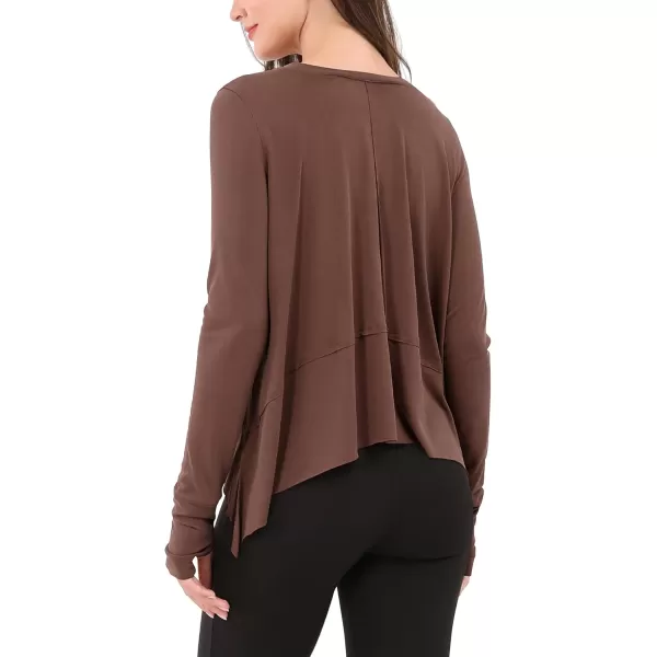 imageODODOS Long Sleeve Tee for Women with Thumb Hole Athletic Gym Workout Crop Tops Yoga ShirtsSangriawashed