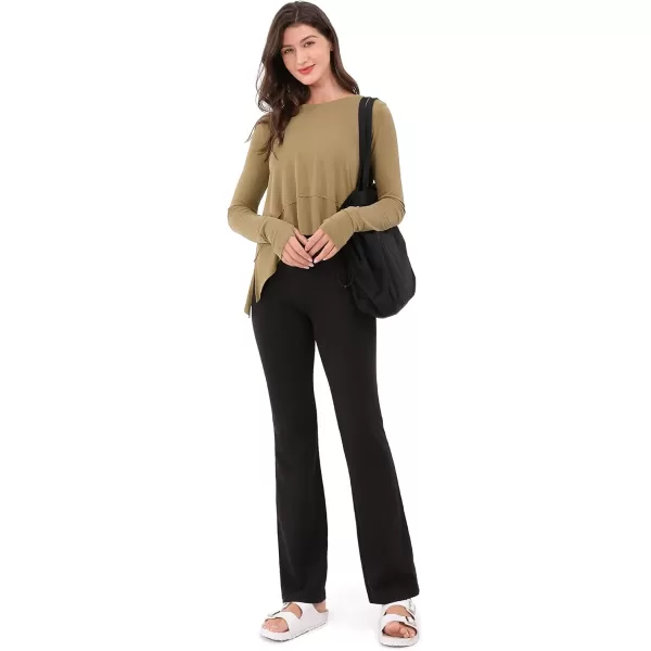 imageODODOS Long Sleeve Tee for Women with Thumb Hole Athletic Gym Workout Crop Tops Yoga ShirtsWarm Tanwashed