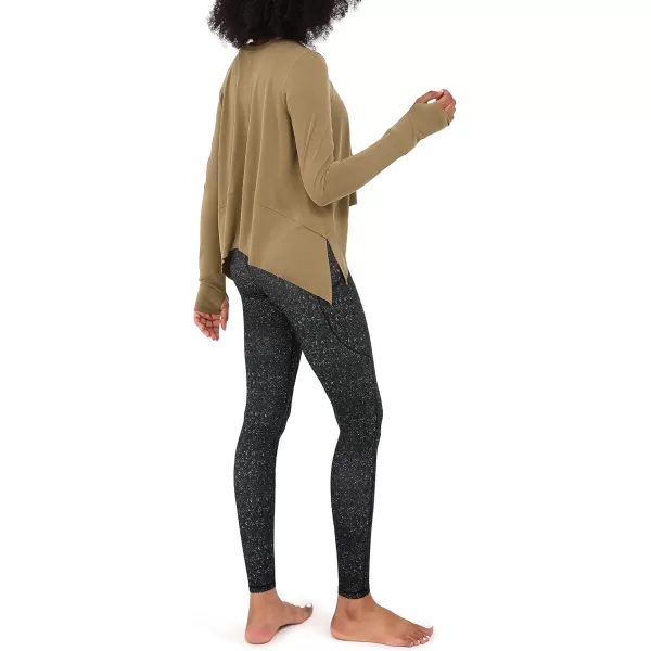 imageODODOS Long Sleeve Tee for Women with Thumb Hole Athletic Gym Workout Crop Tops Yoga ShirtsWarm Tanwashed