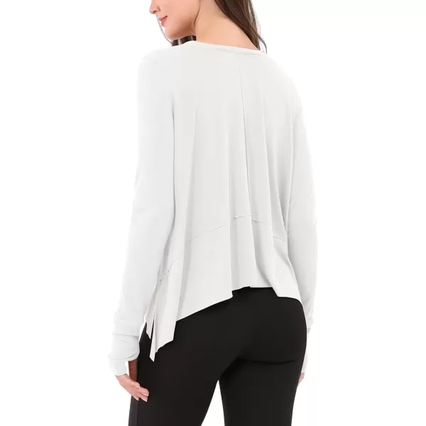 imageODODOS Long Sleeve Tee for Women with Thumb Hole Athletic Gym Workout Crop Tops Yoga ShirtsWhitewashed