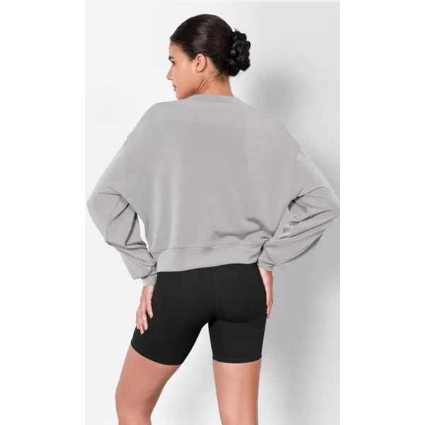 imageODODOS Modal Soft Long Sleeve Cropped Sweatshirts for Women Oversized Crew Neck Pullover Crop TopLight Gray