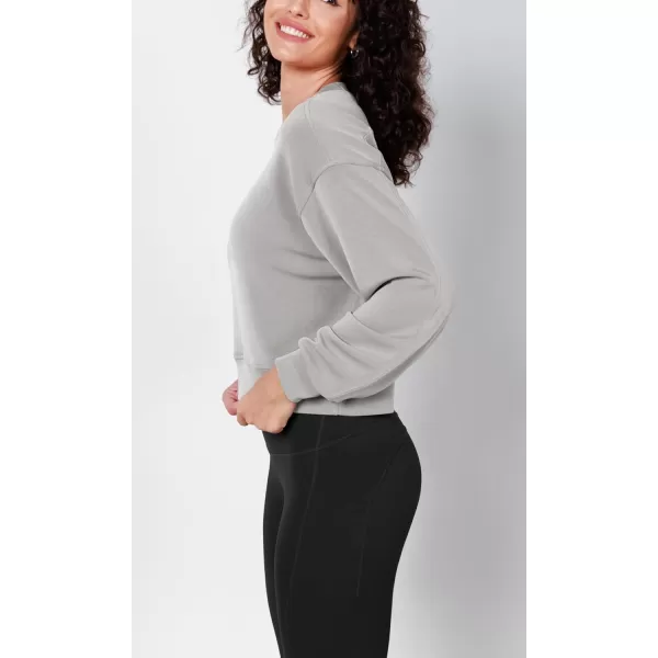 imageODODOS Modal Soft Long Sleeve Cropped Sweatshirts for Women Oversized Crew Neck Pullover Crop TopLight Gray