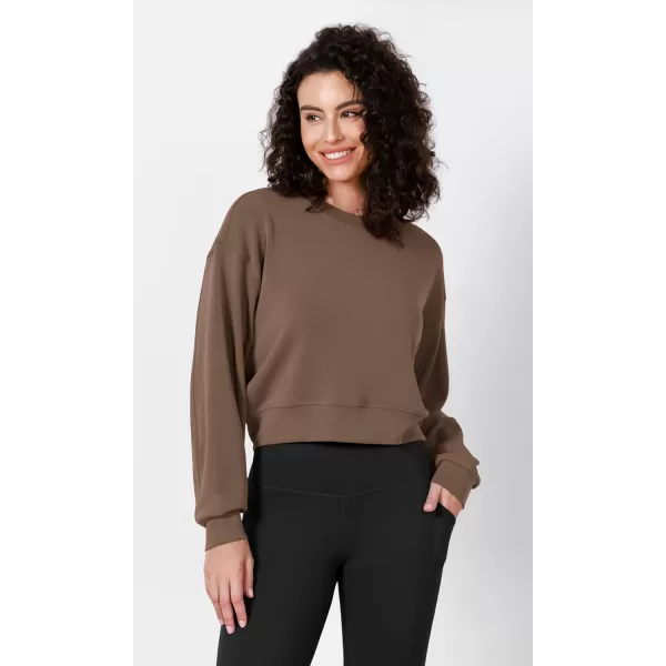 imageODODOS Modal Soft Long Sleeve Cropped Sweatshirts for Women Oversized Crew Neck Pullover Crop TopNutria